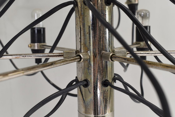 Image 1 of Frühe Ausgabe Gino Sarfatti 2097/30 Messing-Kronleuchter für Arteluce / Flos, Italien - 1958