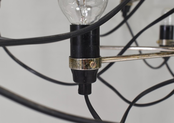 Image 1 of Frühe Ausgabe Gino Sarfatti 2097/30 Messing-Kronleuchter für Arteluce / Flos, Italien - 1958