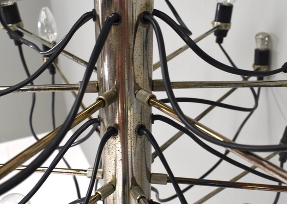 Image 1 of Frühe Ausgabe Gino Sarfatti 2097/30 Messing-Kronleuchter für Arteluce / Flos, Italien - 1958