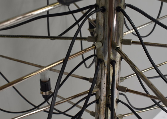 Image 1 of Frühe Ausgabe Gino Sarfatti 2097/30 Messing-Kronleuchter für Arteluce / Flos, Italien - 1958