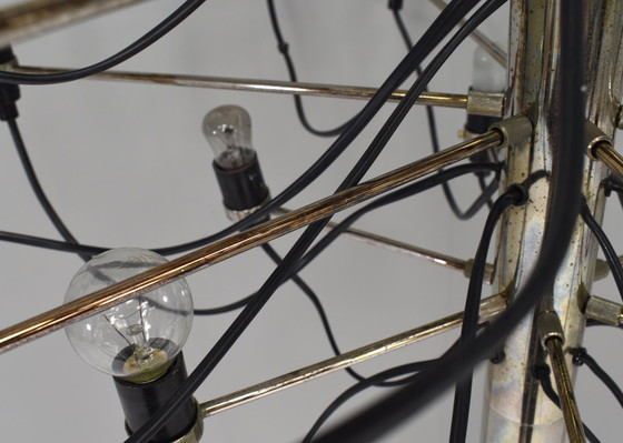 Image 1 of Frühe Ausgabe Gino Sarfatti 2097/30 Messing-Kronleuchter für Arteluce / Flos, Italien - 1958