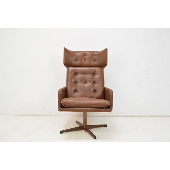Image 1 of Mid Century Kunstleder Drehsessel, Tschechoslowakei 1960er Jahre
