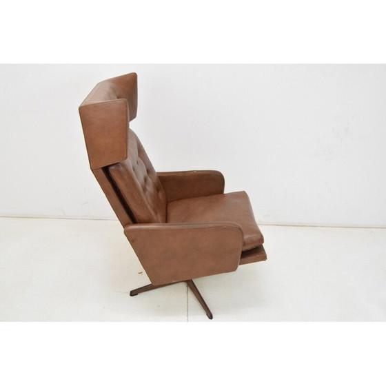 Image 1 of Mid Century Kunstleder Drehsessel, Tschechoslowakei 1960er Jahre