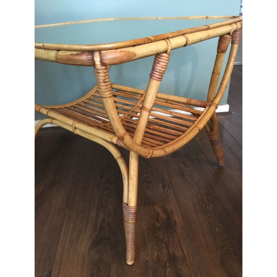 Image 1 of Beistelltisch aus Rattan von Dirk van Sliedrecht für Rohé Noordwolde, 1950