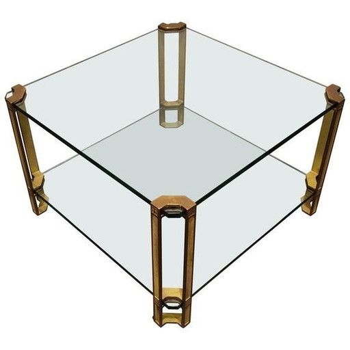 Design Tisch Glas mit Bronze 1970 Design Peter Ghyzchy