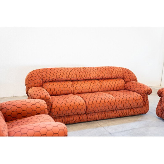 Image 1 of Vintage 3-Sitzer-Sofa aus Polyurethan und Stoff mit Sesselpaaren, 1970