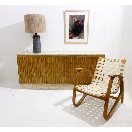 Image 1 of Vintage-Sideboard aus Holz und Travertin, Italien