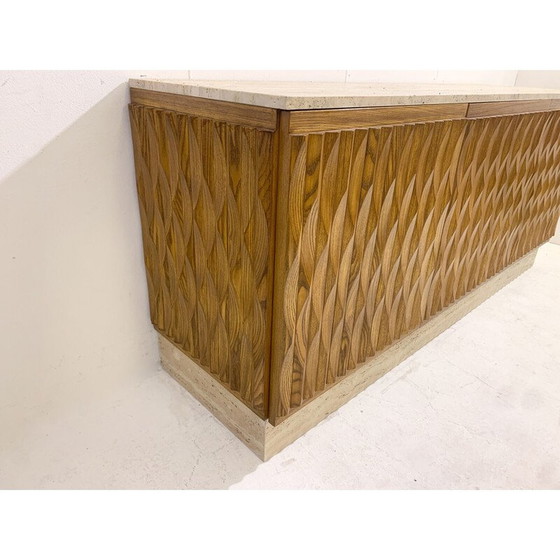 Image 1 of Vintage-Sideboard aus Holz und Travertin, Italien