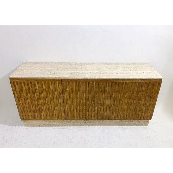 Image 1 of Vintage-Sideboard aus Holz und Travertin, Italien