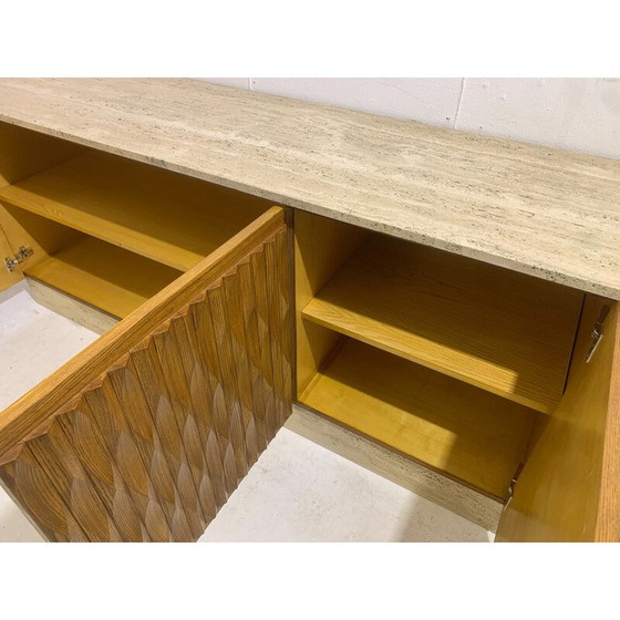 Image 1 of Vintage-Sideboard aus Holz und Travertin, Italien