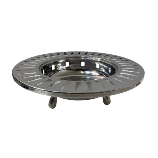 Alessi - Schale mit Fuß und Wolkenkratzerausschnitt - Edelstahl - Vintage, ca. 1990