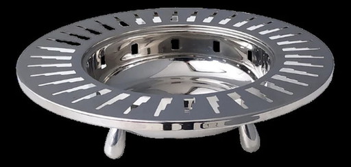 Alessi - Schale mit Fuß und Wolkenkratzerausschnitt - Edelstahl - Vintage, ca. 1990