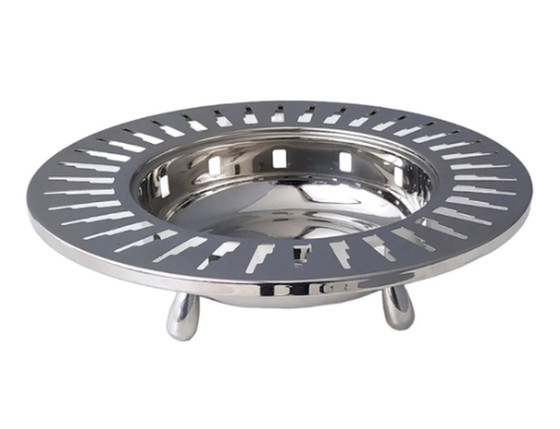 Image 1 of Alessi - Schale mit Fuß und Wolkenkratzerausschnitt - Edelstahl - Vintage, ca. 1990