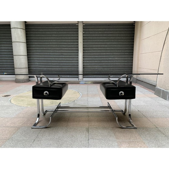 Image 1 of Vintage-Schreibtisch aus Metall und Holz, 1975