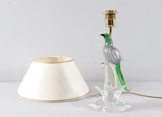 Image 1 of Lampe/Tischlampe Aus Muranoglas Mit Vogelskulptur, Italien, 1970Er Jahre