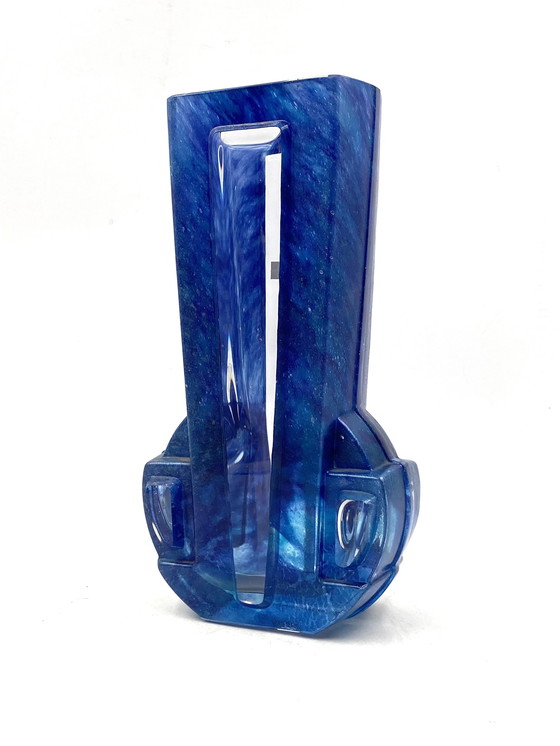 Image 1 of Art Deco Blaue Kristallvase, Daum Frankreich, Xx Jahrhundert