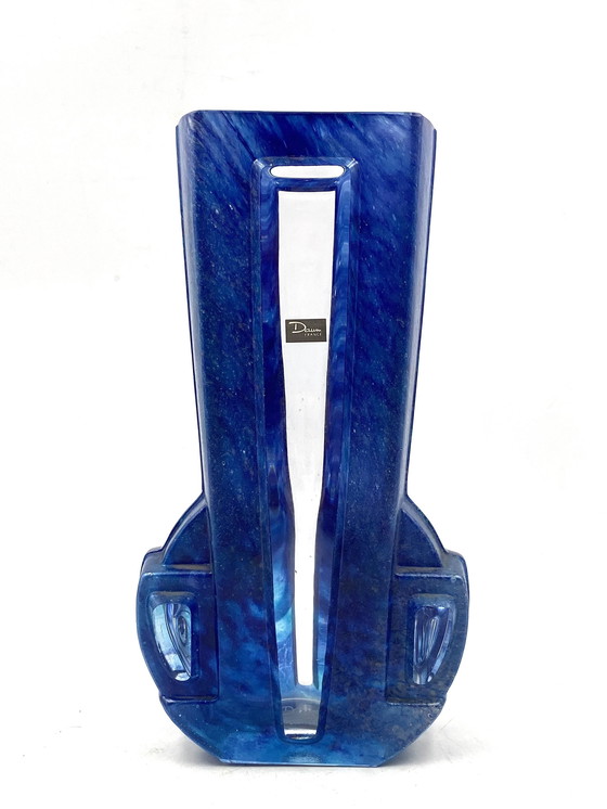 Image 1 of Art Deco Blaue Kristallvase, Daum Frankreich, Xx Jahrhundert