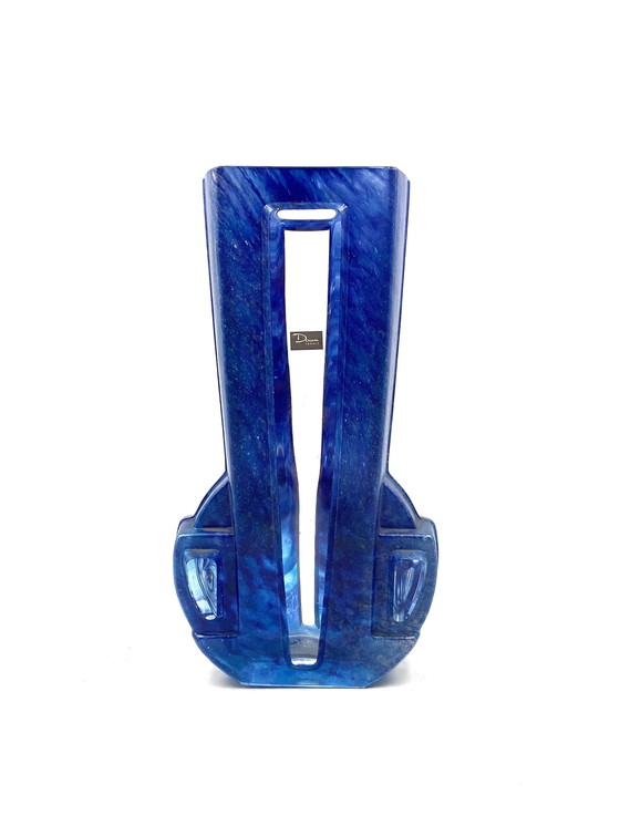 Image 1 of Art Deco Blaue Kristallvase, Daum Frankreich, Xx Jahrhundert