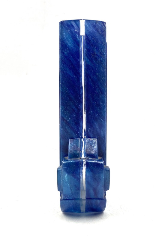 Image 1 of Art Deco Blaue Kristallvase, Daum Frankreich, Xx Jahrhundert