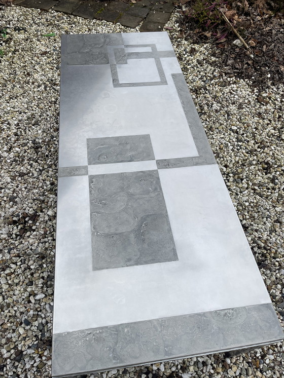 Image 1 of Heinz Lilienthal brutalistischer Metall-Couchtisch, moderner Rechtecktisch