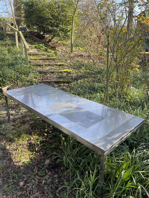 Heinz Lilienthal brutalistischer Metall-Couchtisch, moderner Rechtecktisch