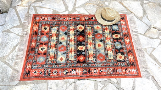 Seide Und Baumwolle Vintage Teppich