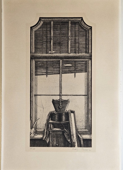 Rolf Escher Original-Radierung Datiert, signiert, 1977