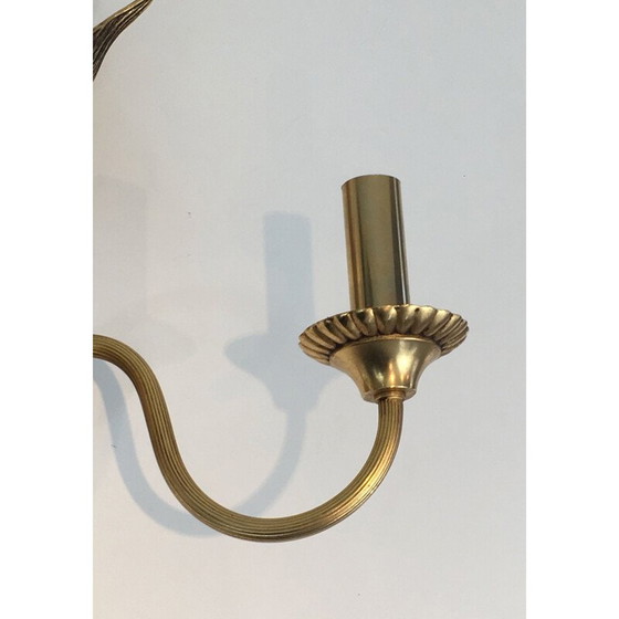 Image 1 of Paar Vintage-Wandleuchten aus Bronze und Messing mit Palmen, 1970
