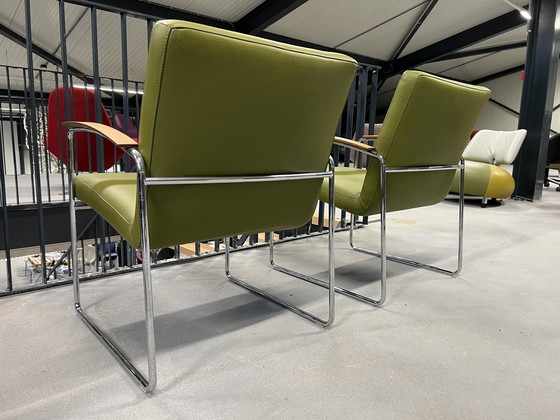 Image 1 of 2 Leolux Talassa Sessel grünes Leder