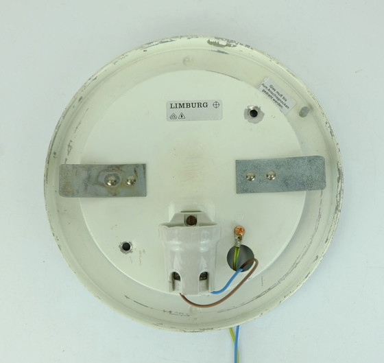 Image 1 of Vintage-Glasdeckenleuchte Limburg A 637 aus strukturiertem, vergoldetem Aluminium aus den 1970er Jahren