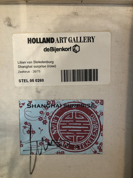 Image 1 of 4x Siebdruck Lilian van Stekelenburg 'Shanghai Surprise' in Pink/Rot