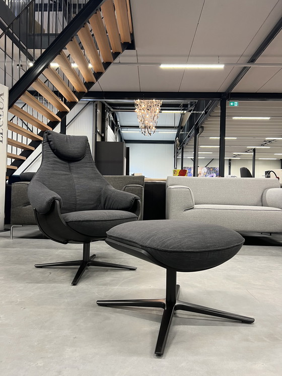 Image 1 of Neuer cremefarbener Leolux -Sessel mit Ottoman-Stoff