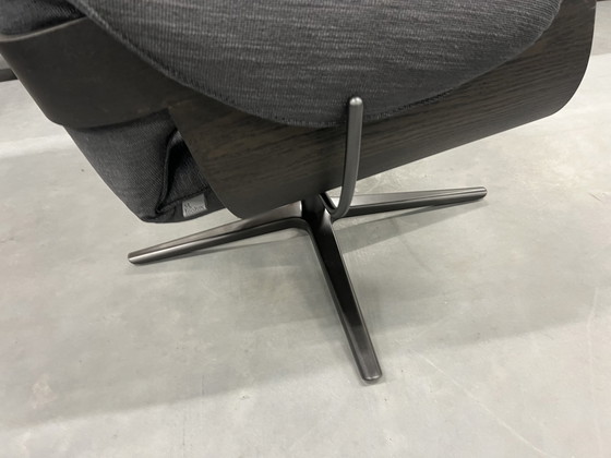 Image 1 of Neuer cremefarbener Leolux -Sessel mit Ottoman-Stoff