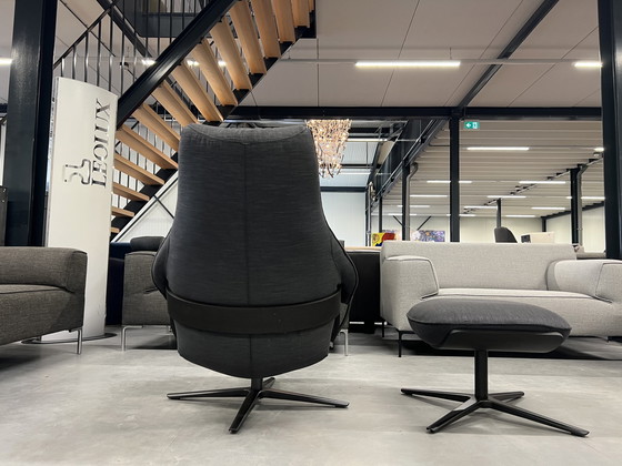 Image 1 of Neuer cremefarbener Leolux -Sessel mit Ottoman-Stoff