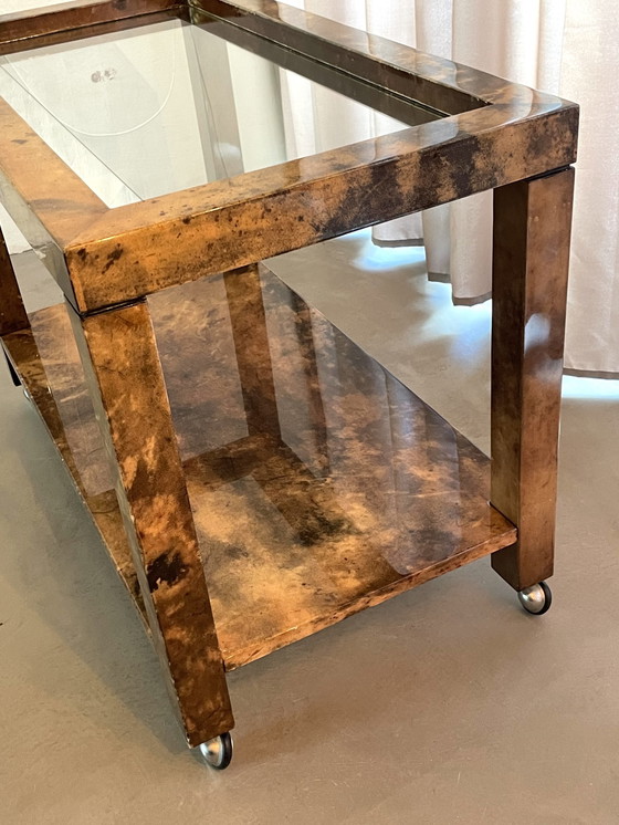 Image 1 of Aldo Tura Ziegenleder Barwagen Getränkewagen