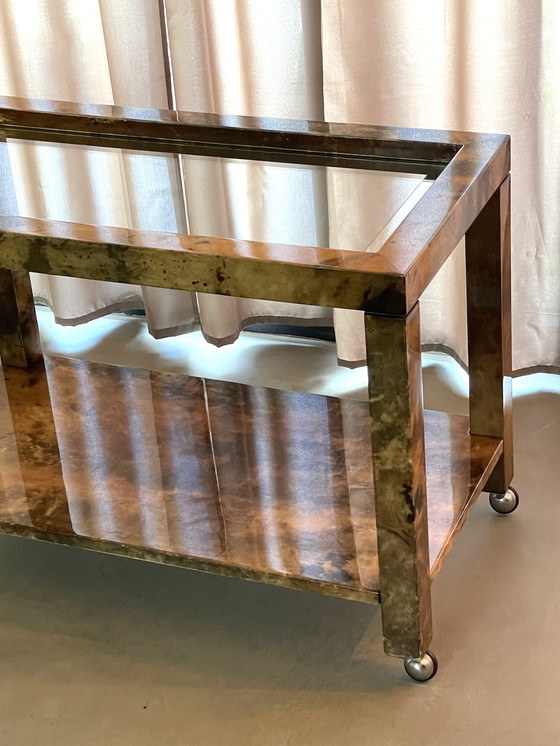 Image 1 of Aldo Tura Ziegenleder Barwagen Getränkewagen