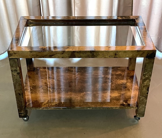 Image 1 of Aldo Tura Ziegenleder Barwagen Getränkewagen