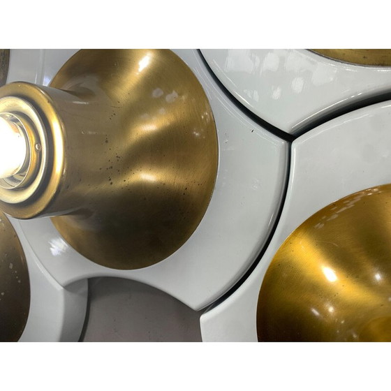 Image 1 of Mid Century Wandleuchte aus Holz und Messing, Italien 1960er Jahre