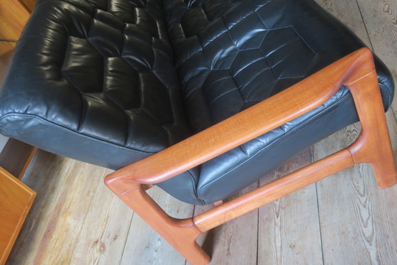 Image 1 of Dänisches 4-Sitzer Sofa mit Lederbezug 244Cm, 1960S