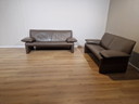 2x Jori JR8700 Sofa-Set Braunes Leder 3+2 Sitzer Design Sofas