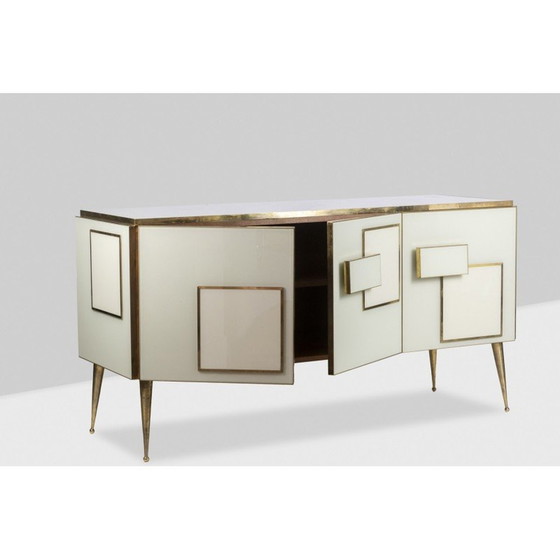 Image 1 of Geometrisches Sideboard aus Glas und vergoldetem Messing, Italien