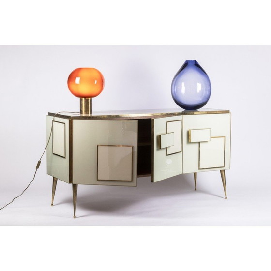 Image 1 of Geometrisches Sideboard aus Glas und vergoldetem Messing, Italien