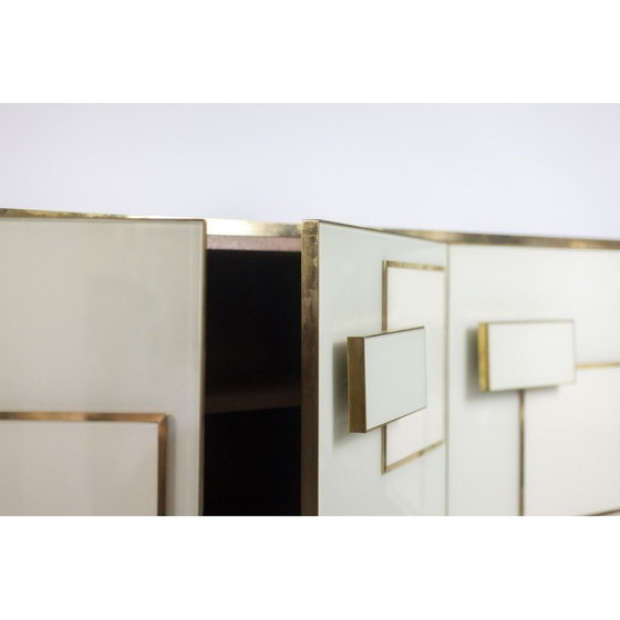 Image 1 of Geometrisches Sideboard aus Glas und vergoldetem Messing, Italien