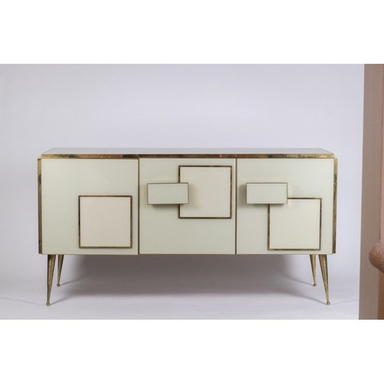 Image 1 of Geometrisches Sideboard aus Glas und vergoldetem Messing, Italien