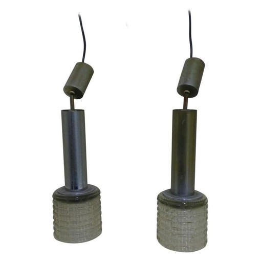 Paar Vintage-Kuppelleuchter aus Metall und Glas von Gaetano Sciolari, 1960