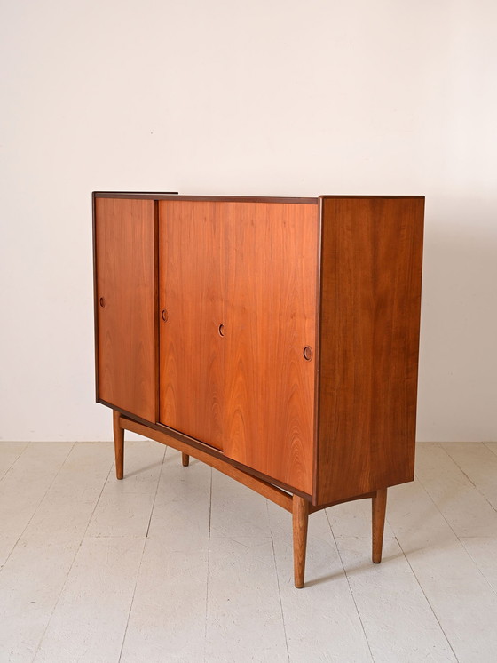 Image 1 of Skandinavisches Vintage-Highboard mit Schiebetüren