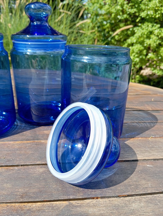 Image 1 of Trio Blaue Apothekertöpfe, Von Luminarc - Frankreich