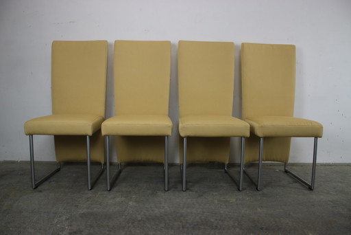 4X Garnitur Rolf Benz Modell 7400 Stühle Gelb Ripp Stoff Neub.