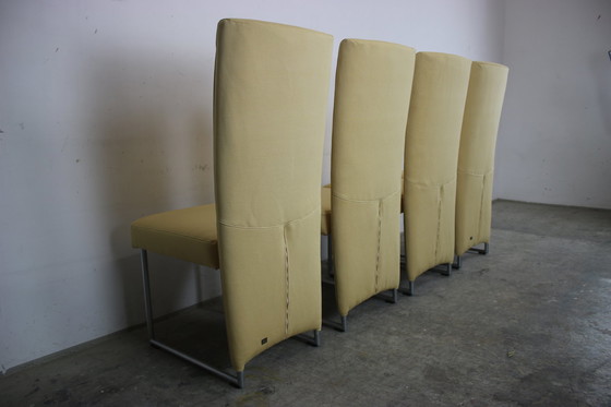 Image 1 of 4X Garnitur Rolf Benz Modell 7400 Stühle Gelb Ripp Stoff Neub.