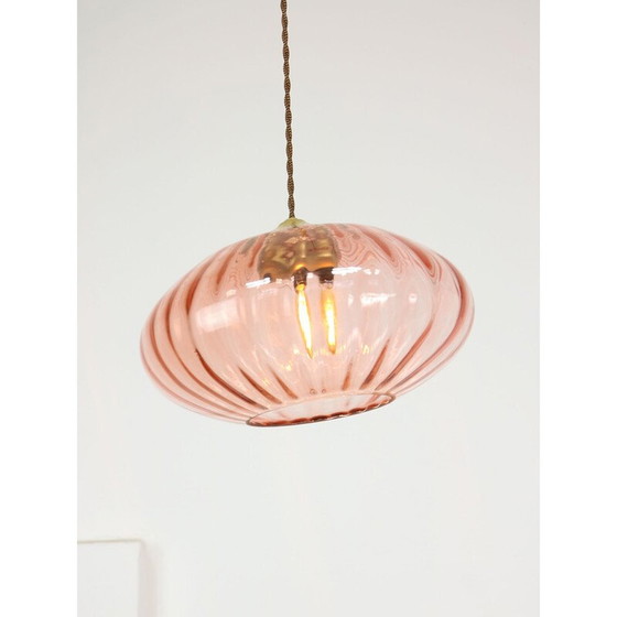 Image 1 of Vintage Pendelleuchte aus Messing und Glas